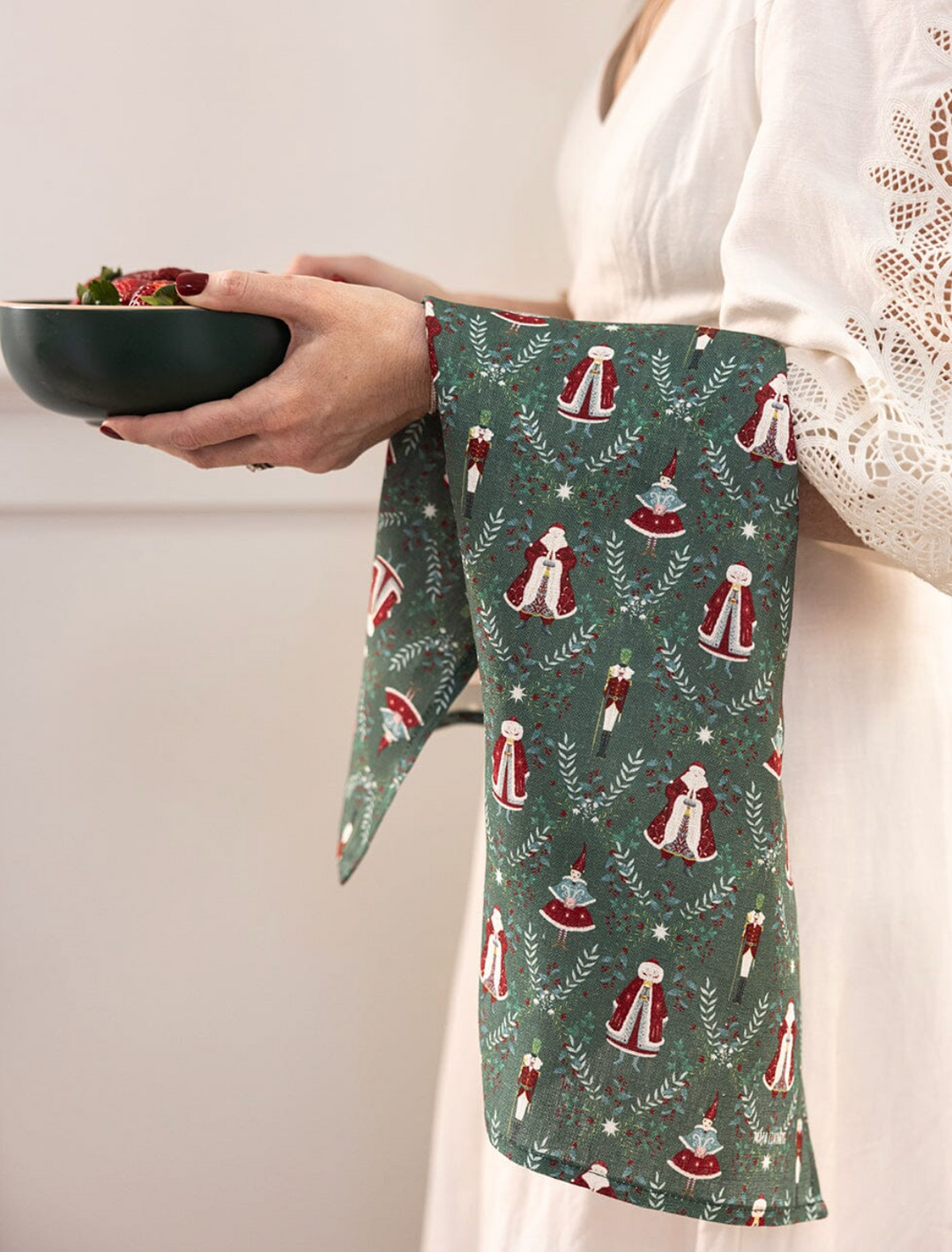 Bespoke Linen Tea Towel - Mr & Mrs Claus