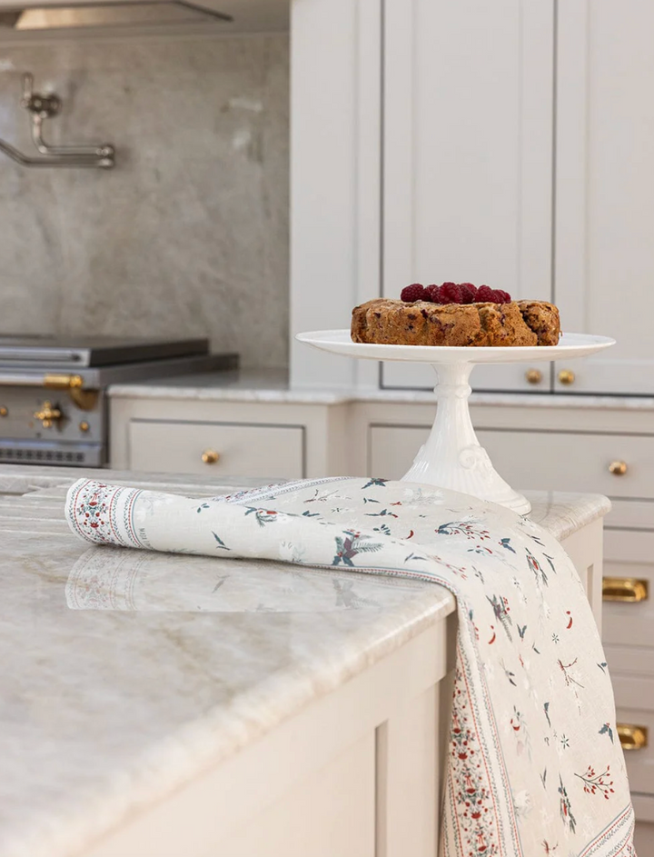 Bespoke Linen Tea Towel - Heirloom Christmas Holly