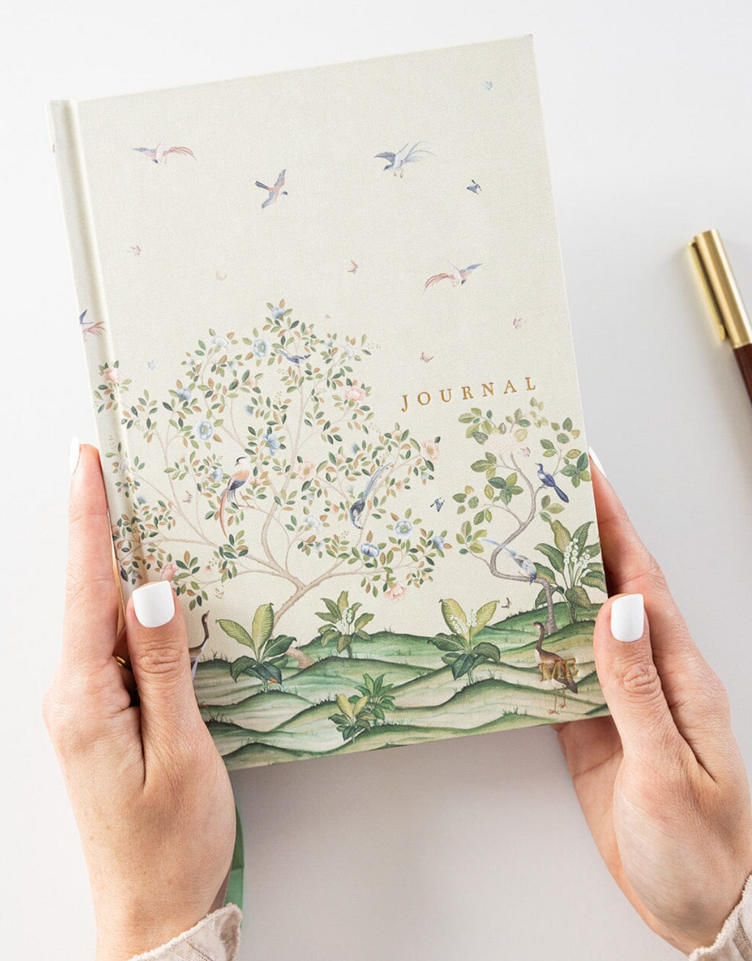 Bespoke Linen Bound Journal - Spring Landscape ( Bullet Journal)