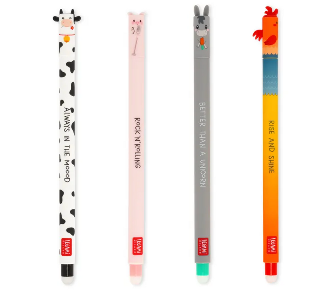 Legami Erasable Gel Pen Set of 4 - Farm Sweet Farm