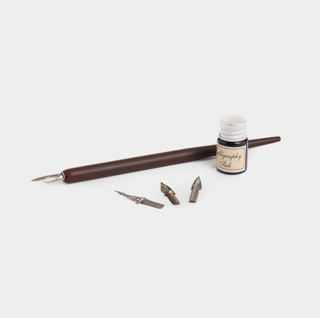 Wooden Dip Pen Writing Set - Dark Wood