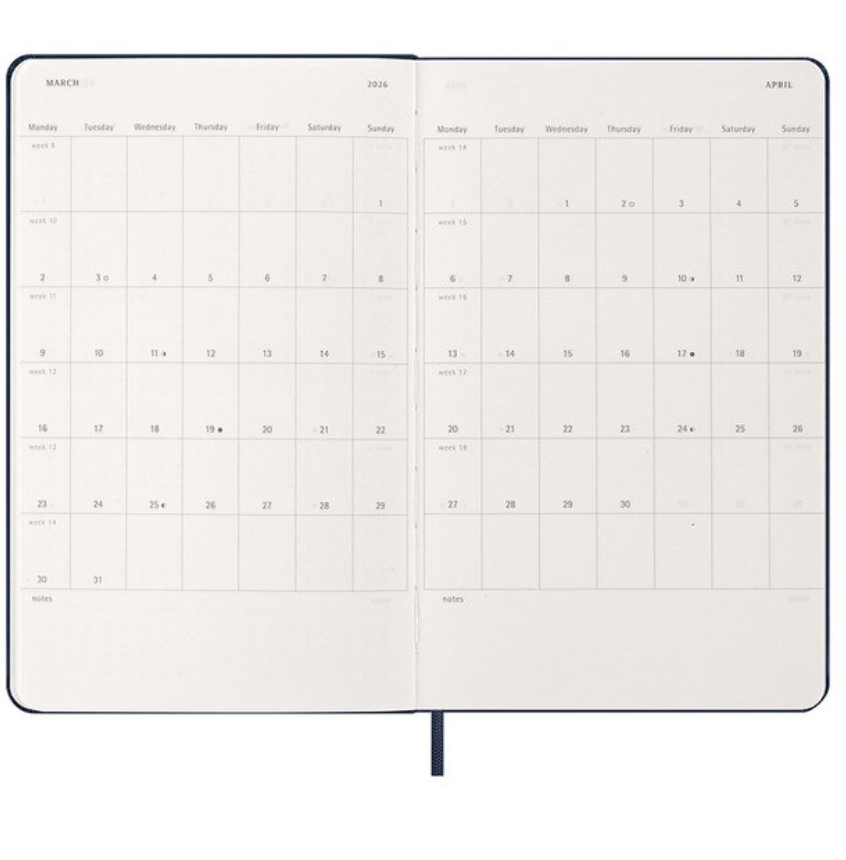 Moleskine 2026 Weekly, Large, Hard Cover Diary - Sapphire Blue