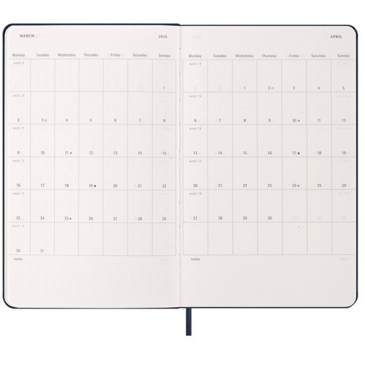 Moleskine 2026 Weekly, Large, Hard Cover Diary - Sapphire Blue