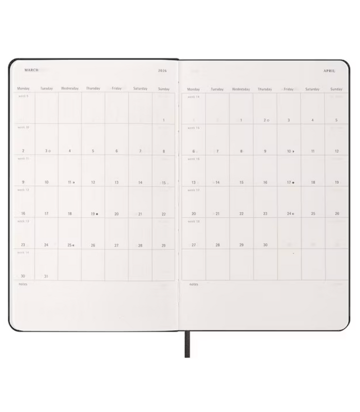 Moleskine 2026 Weekly, Large, Hard Cover Diary - Black