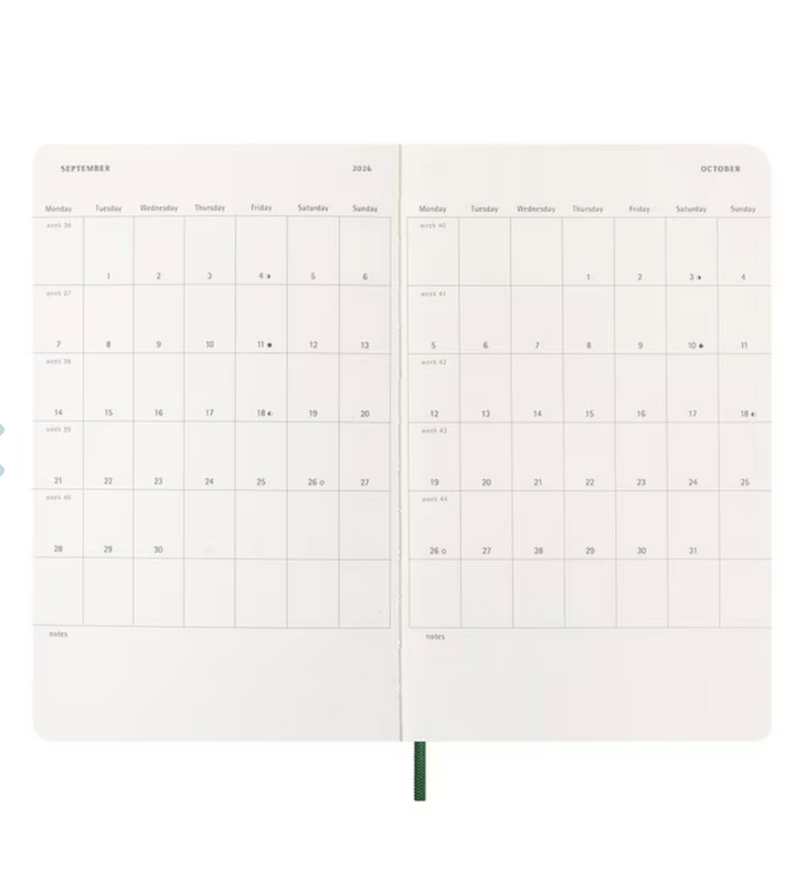 Moleskine 2026  Weekly, Large, Soft Cover Diary - Myrtle Green