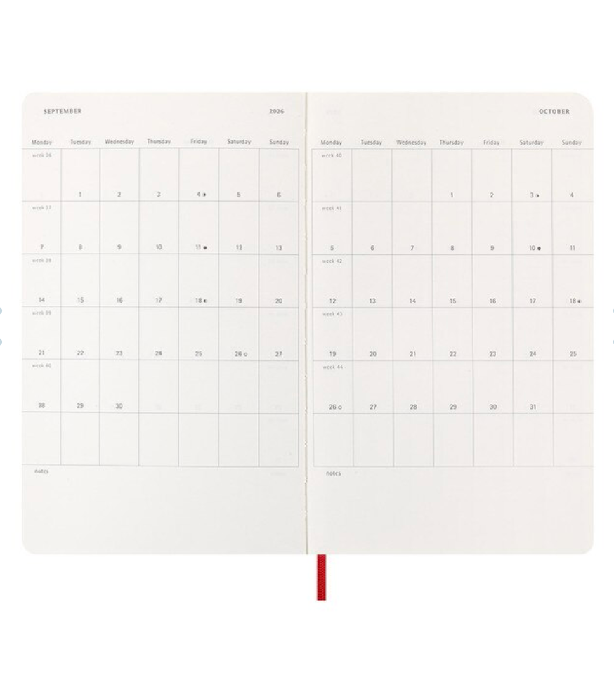 Moleskine 2026  Weekly, Large, Soft Cover Diary - Scarlet Red