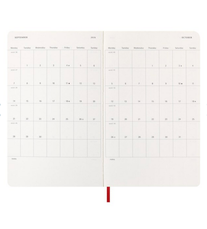 Moleskine 2026  Weekly, Large, Soft Cover Diary - Scarlet Red