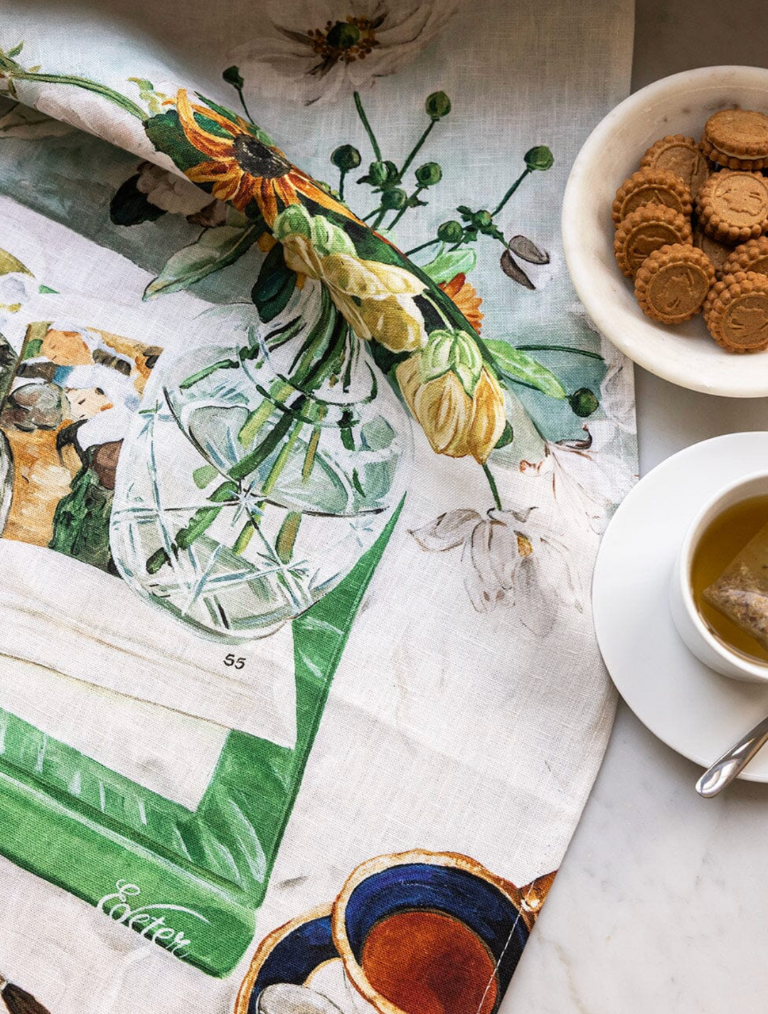 Bespoke Linen Tea Towel - April Blooms