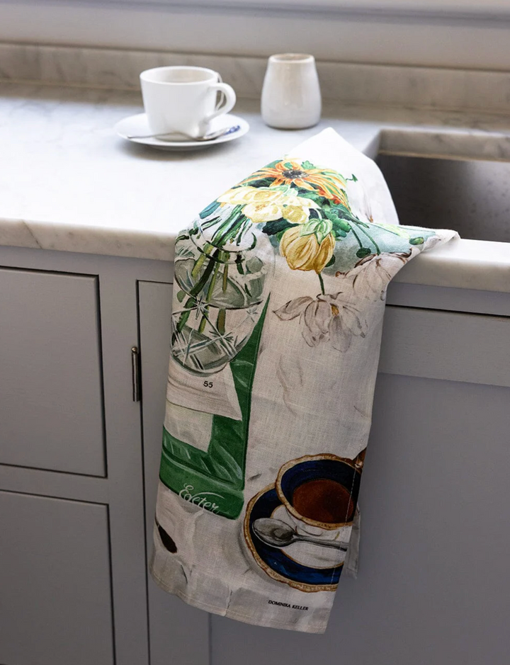 Bespoke Linen Tea Towel - April Blooms