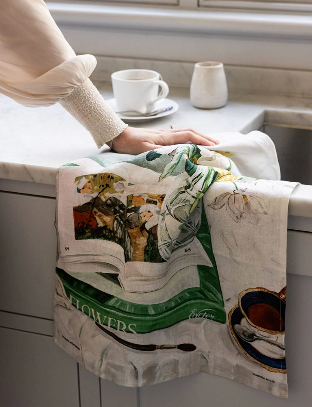 Bespoke Linen Tea Towel - April Blooms