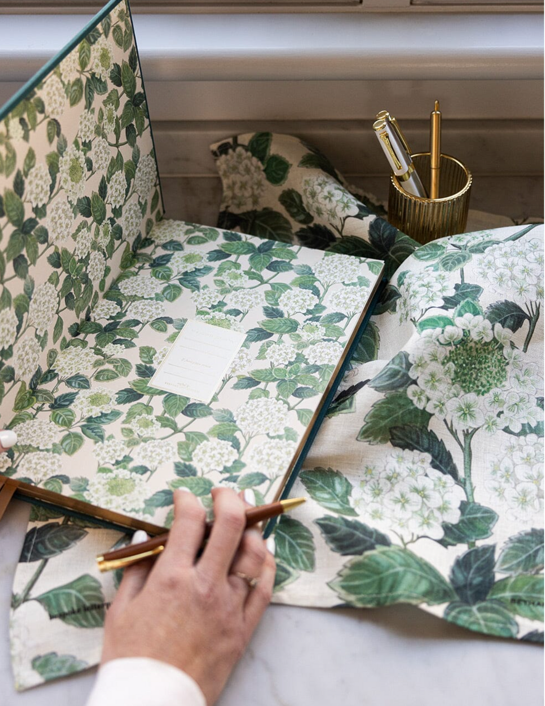 Bespoke Linen Tea Towel - Hydrangea