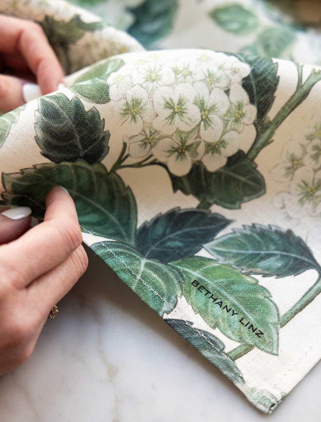 Bespoke Linen Tea Towel - Hydrangea