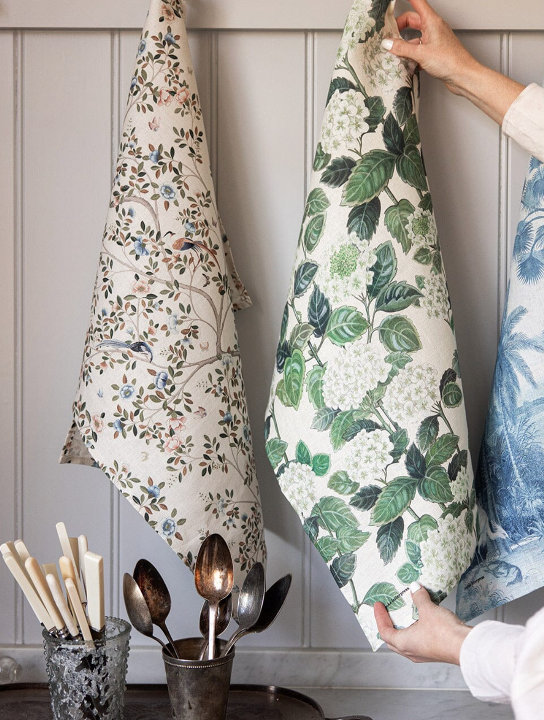 Bespoke Linen Tea Towel - Hydrangea
