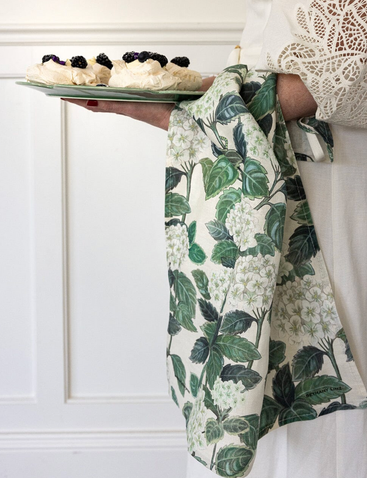 Bespoke Linen Tea Towel - Hydrangea