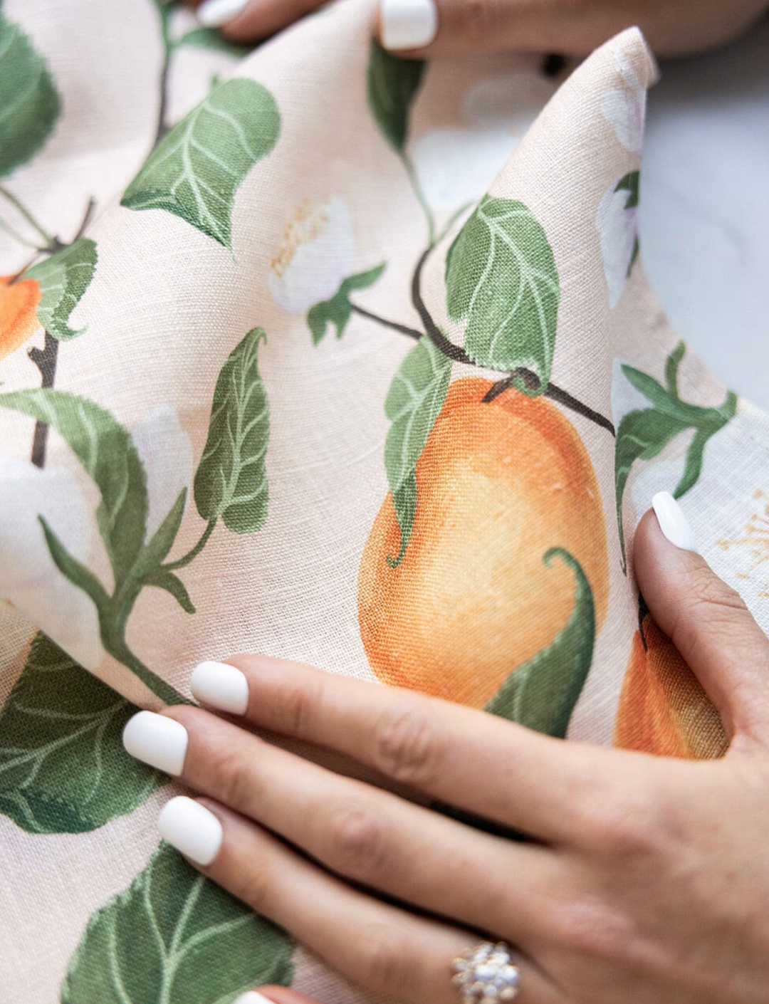 Bespoke Linen Tea Towel - Peaches