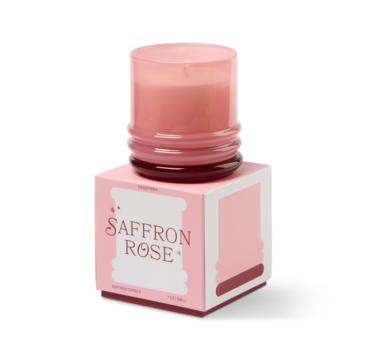 Stacked Glass Candles - Saffron Rose