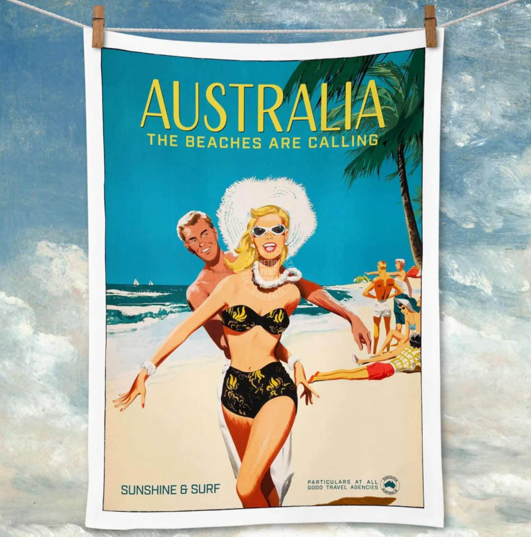 Tea Towel - Australia The Beaches are Calling