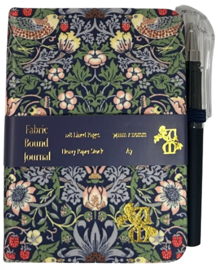 Fabric Lined A7 Journal - Strawberry Thief