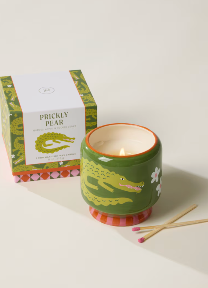 Paddywax 8oz Crocodile Ceramic Candle - Prickly Pear