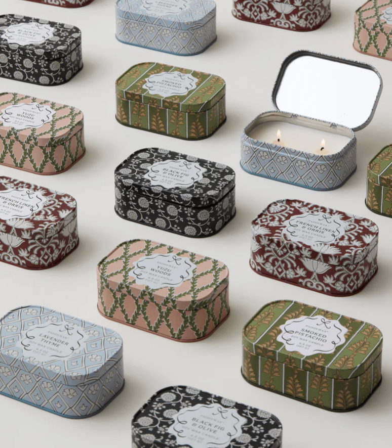 Cherie Printed Tin Candle - Lavender And Thyme