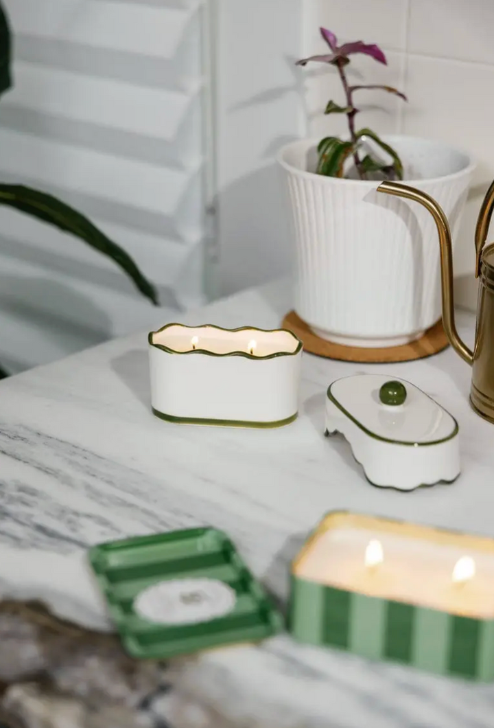 Candle - Cherie Porcelain Dish Green - Smoked Pistachio