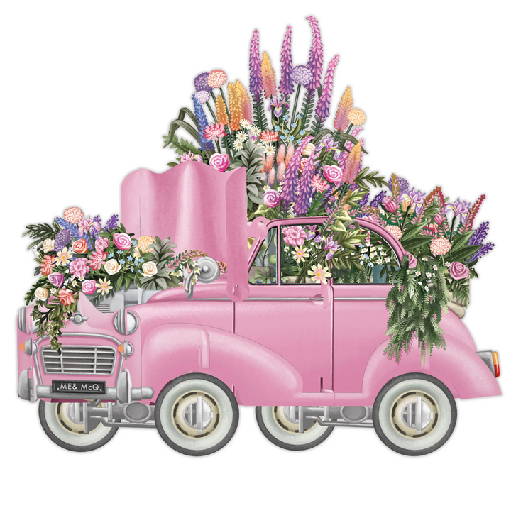 Me and McQ 3D Pop Up Card - The Pink Flower Car