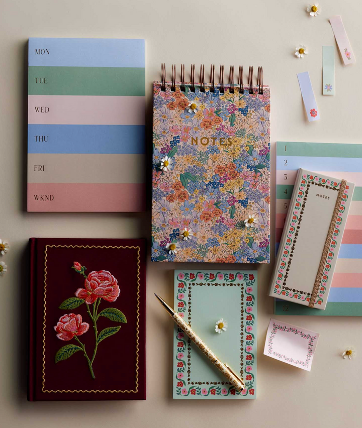 Embroidered Fabric Journal - Roses