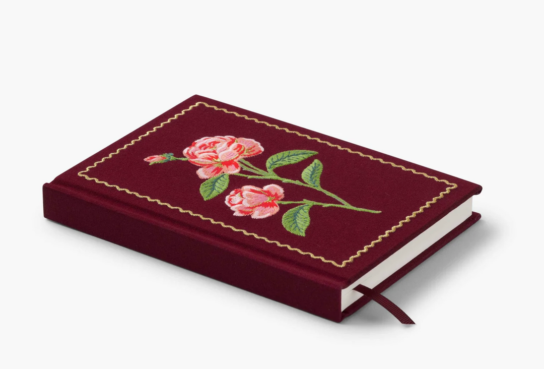 Embroidered Fabric Journal - Roses