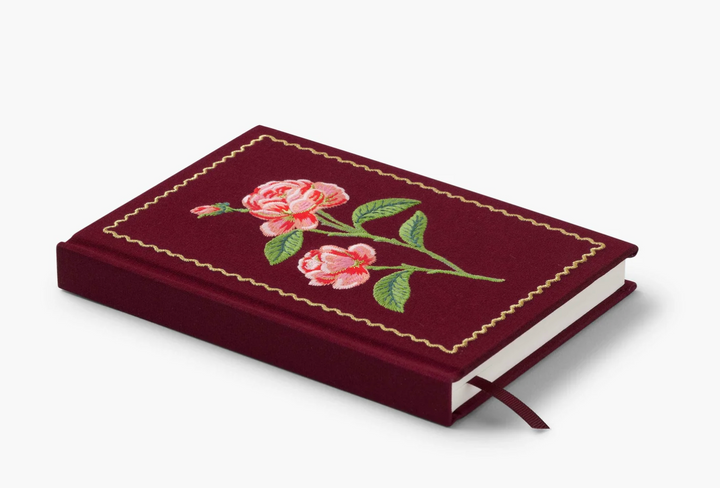 Embroidered Fabric Journal - Roses