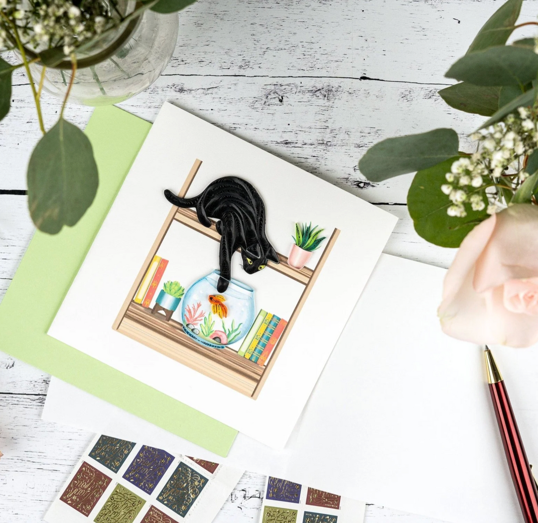 Quilling Card - Mischievous Cat