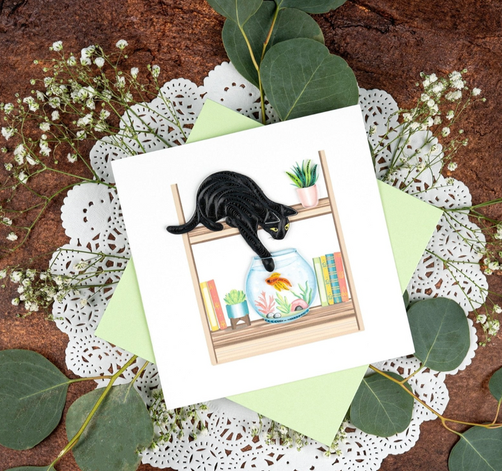 Quilling Card - Mischievous Cat