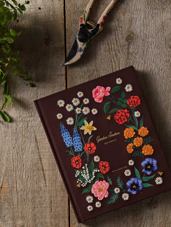 Embroidered Fabric Sketchbook - Garden Study