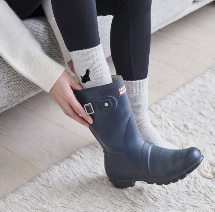 Sweet William Wool Socks - Black and White Cat