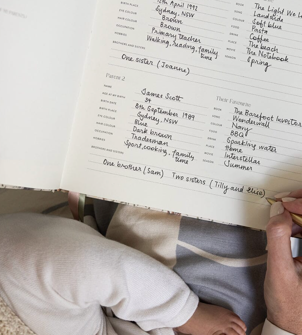 Bespoke Letterpress Journal - Baby Memory Journal
