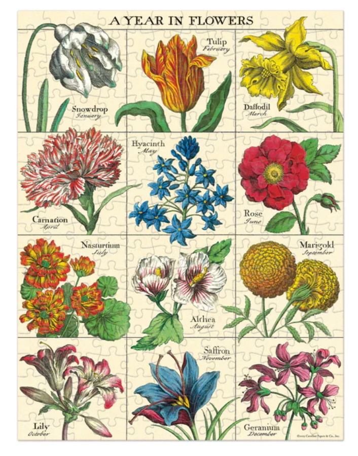Cavallini & Co. 240 Mini Piece Puzzle - A Year In Flowers