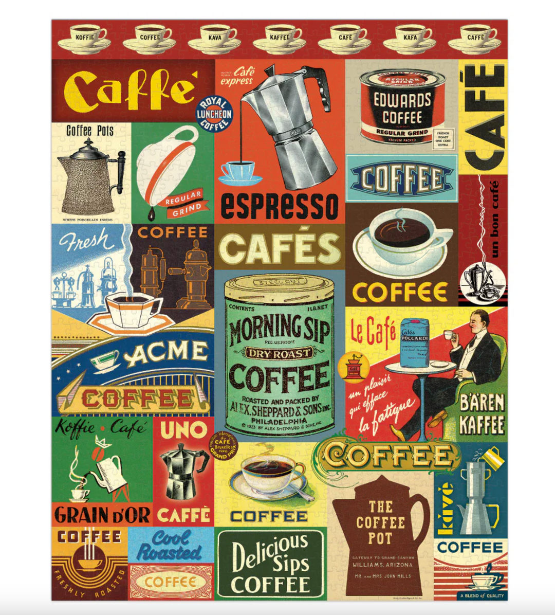Cavallini & Co. 1000 Piece Puzzle - Coffee