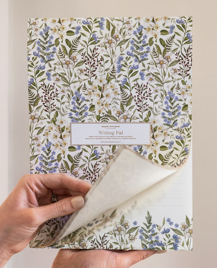 Bespoke Letterpress Writing Pad - Forget Me Not A4