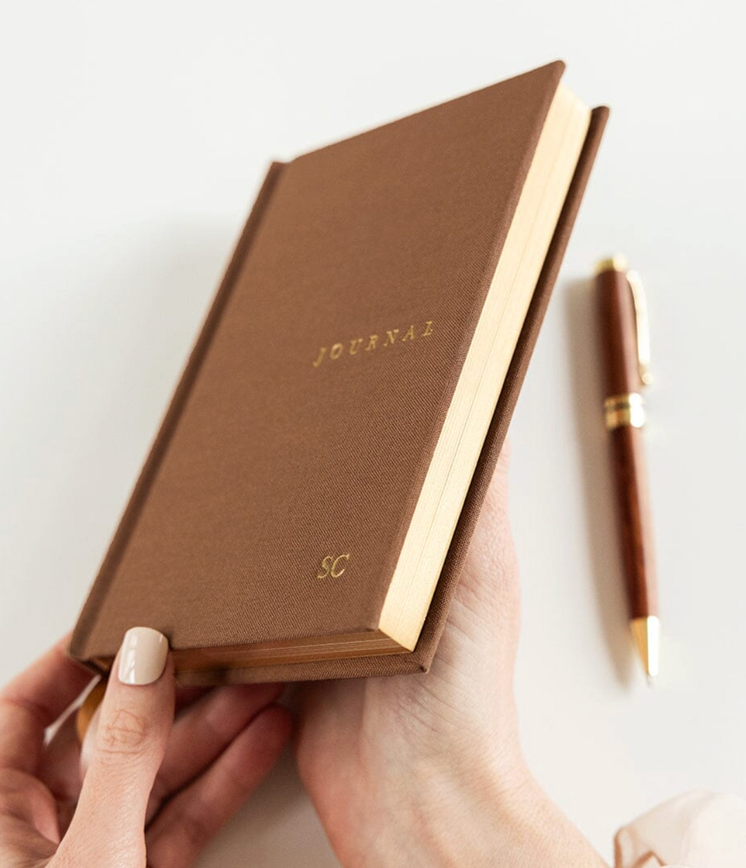 Bespoke Linen Bound Pocket Journal - Mocha (Lined)