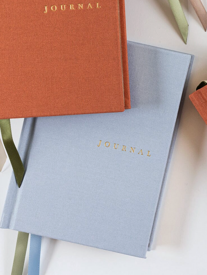 Bespoke Letterpress - Linen Bound Journal - Luna Blue - Bullet