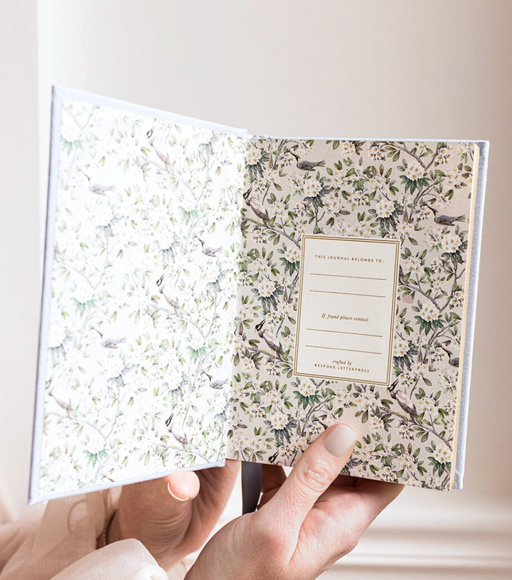 Bespoke Letterpress - Linen Bound Journal - Luna Blue - Bullet
