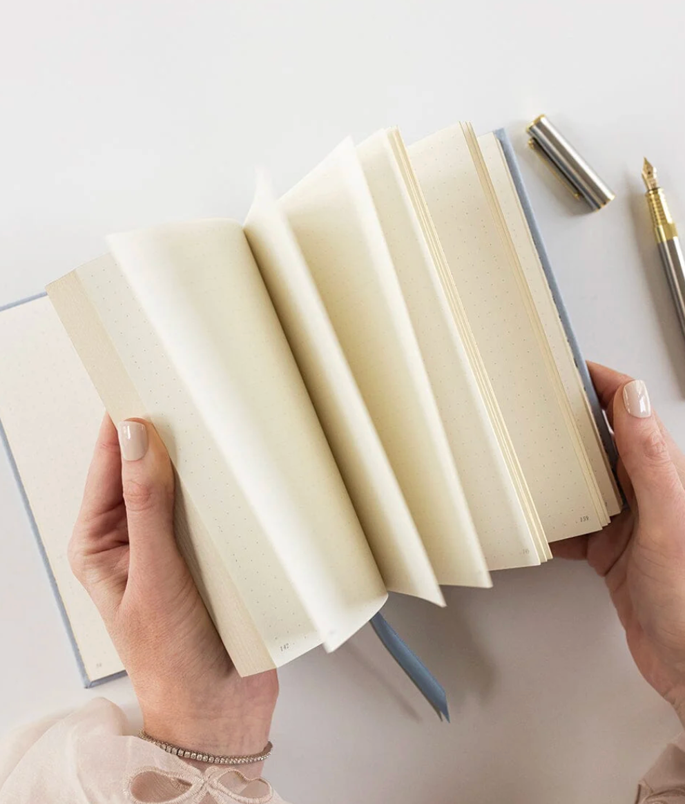 Bespoke Letterpress - Linen Bound Journal - Luna Blue - Bullet