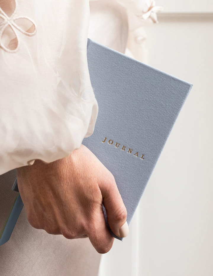 Bespoke Letterpress - Linen Bound Journal - Luna Blue - Bullet