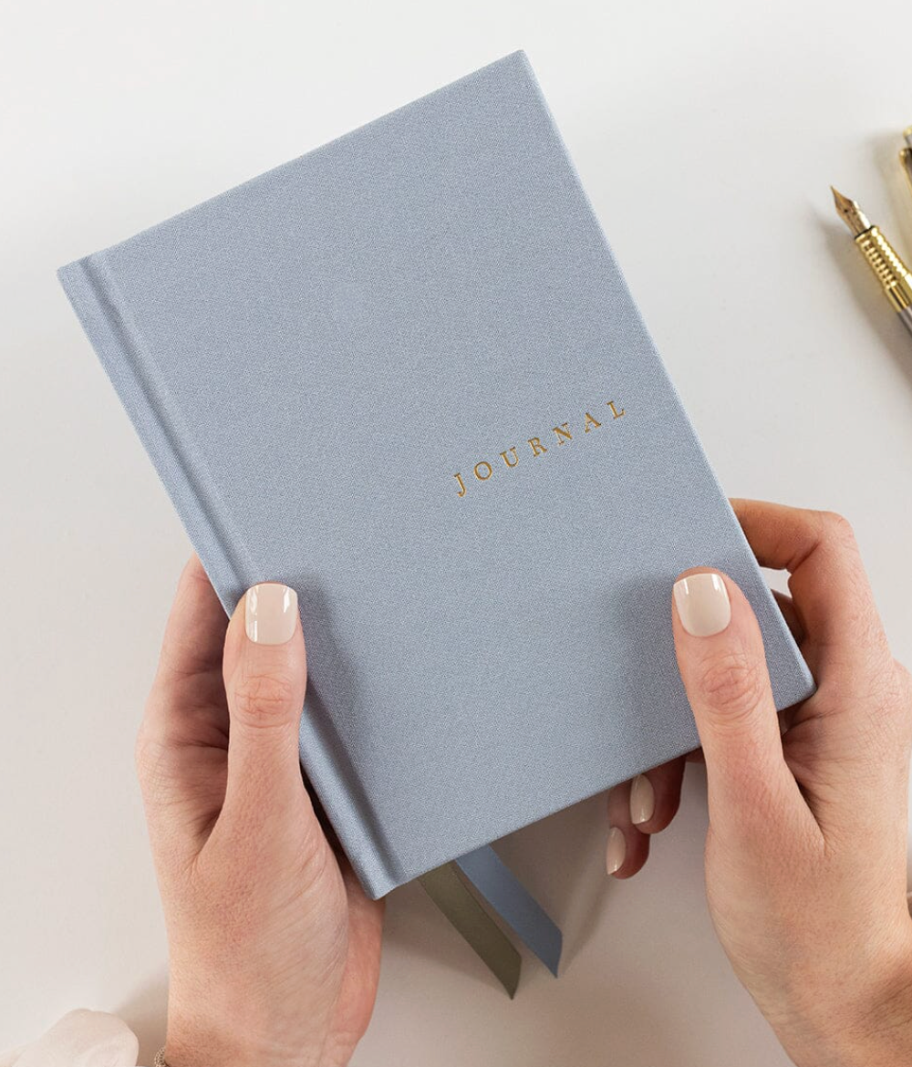 Bespoke Letterpress - Linen Bound Journal - Luna Blue - Bullet