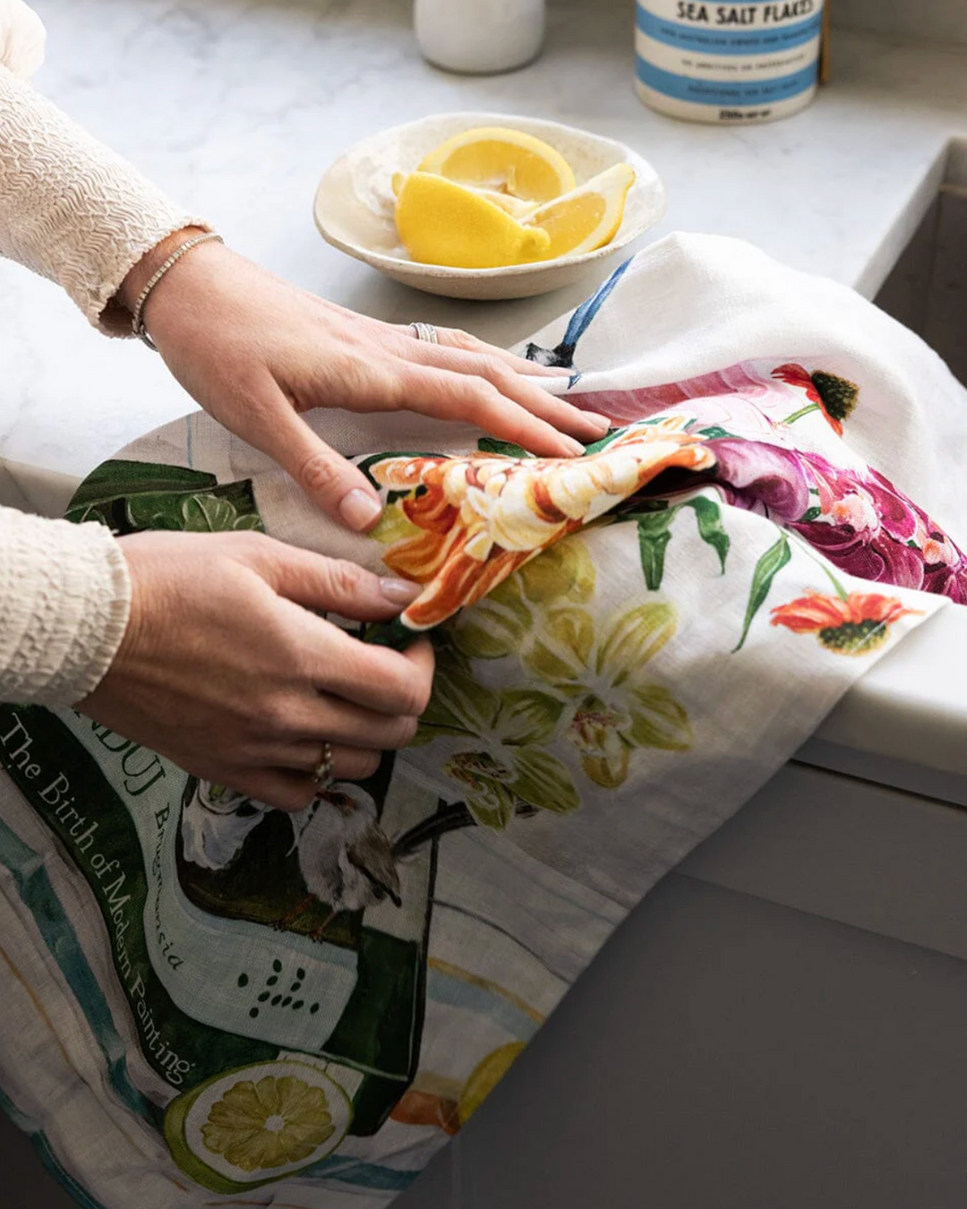 Bespoke Linen Tea Towel - Fairy Wrens