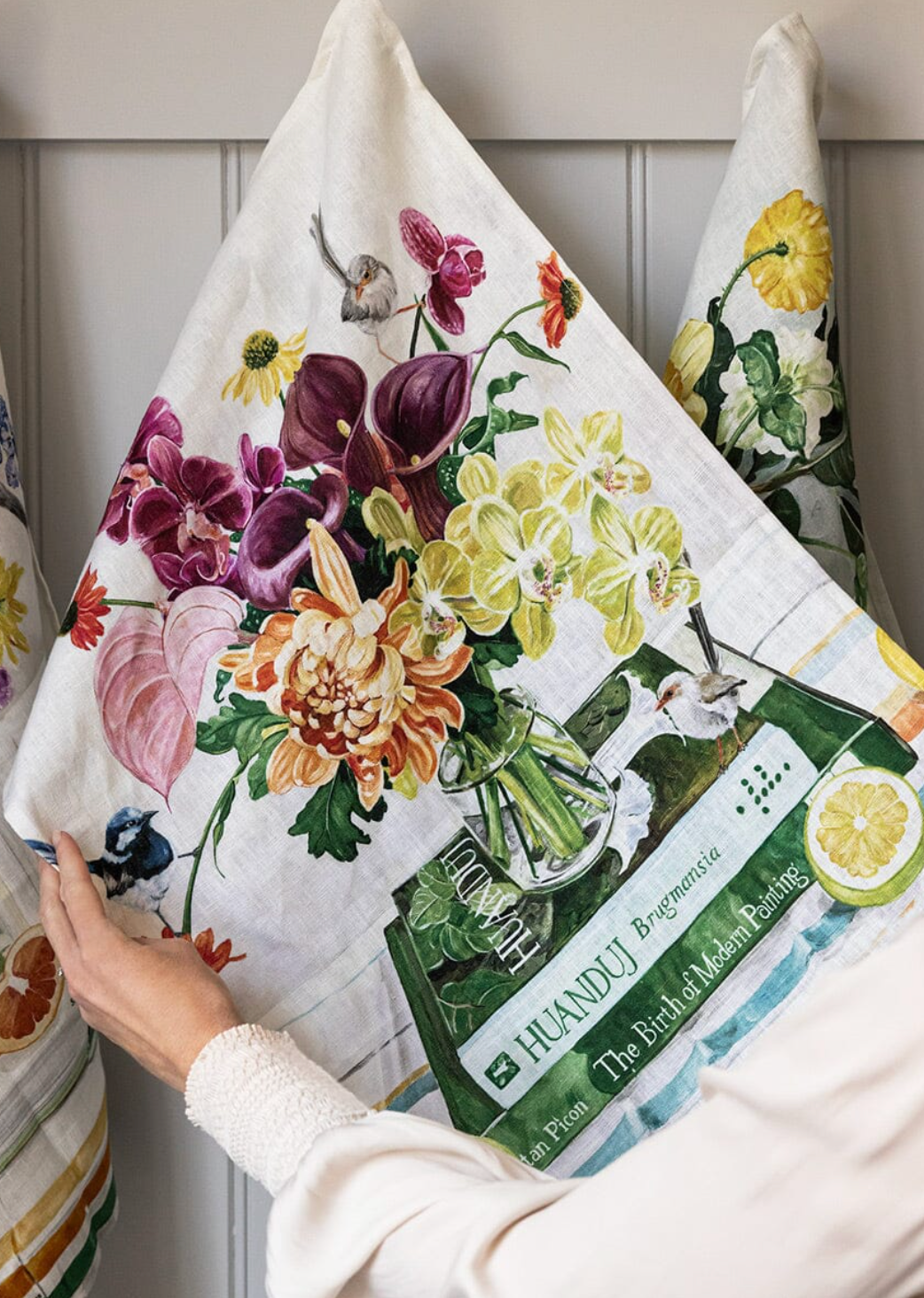 Bespoke Linen Tea Towel - Fairy Wrens