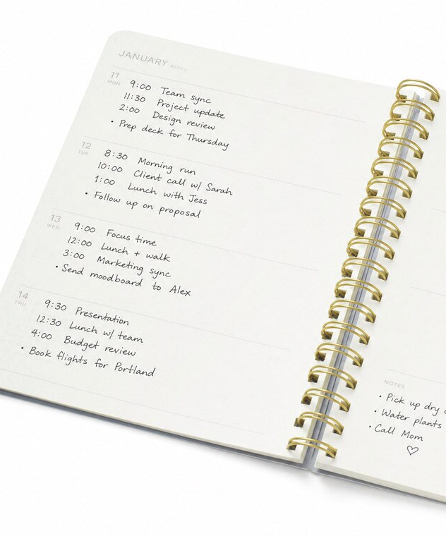 2027 Softcover Spiral Weekly Diary - Petals in Check