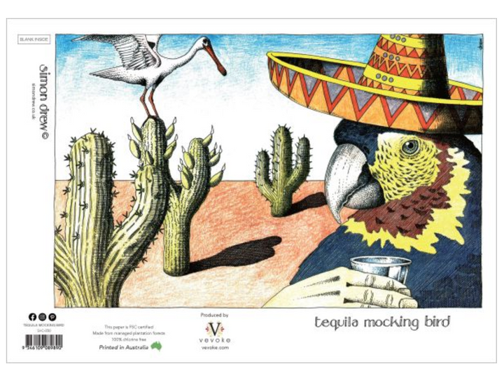 Simon Drew Card - Tequila Mocking Bird