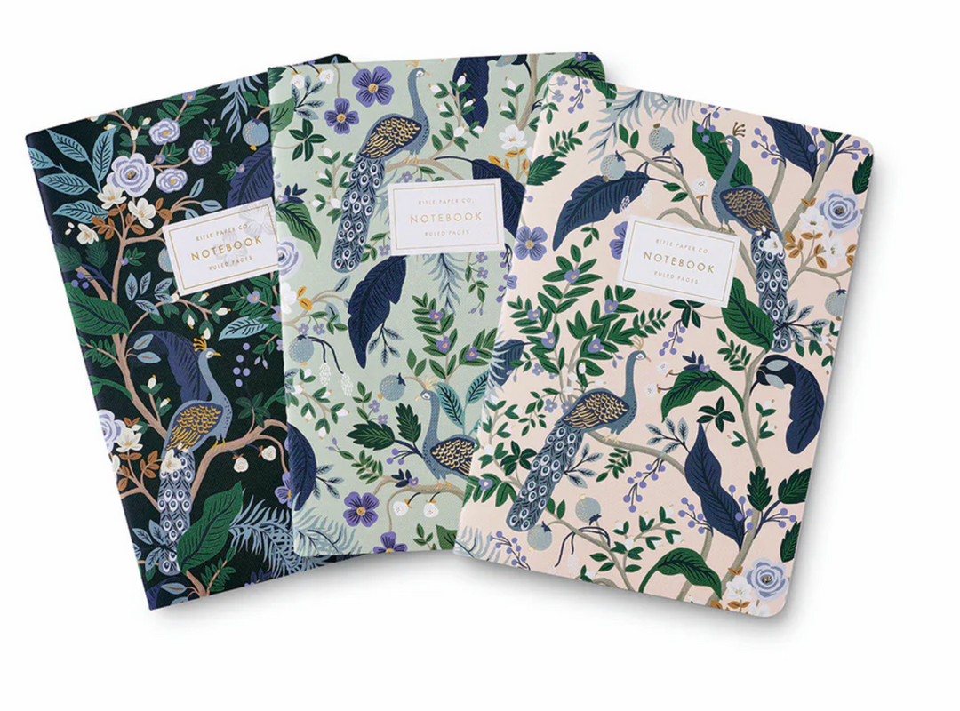 Rifle Paper Co. Stitched Notebooks - Pack Of 3 - Peacock
