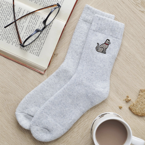 Sweet William Wool Socks - Grey Cat