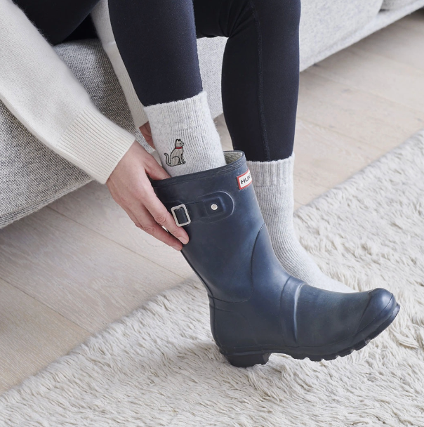 Sweet William Wool Socks - Grey Cat